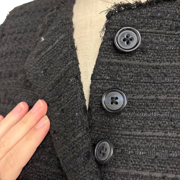Zara Basic Womens Black Tweed Long Button-Up Coat Dress - Picture 9 of 14